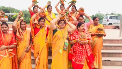 Photo of कलश यात्रा निकाल की गणेश मूर्ति की स्थापना